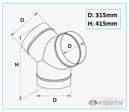 Raccord Y 3 X Sorties 315mm Hydrozone